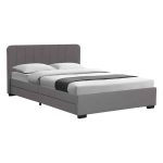 Krevat çift me sirtar Veloty, stof gri i errët 150x200cm