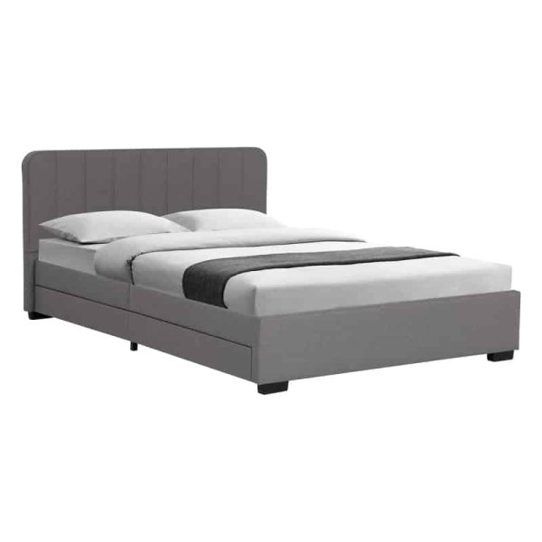 Krevat çift me sirtar Veloty, stof gri i errët 150x200cm