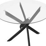 Tavolina e ngrënies Greta  në ngjyrë të zezë me xham 8mm tempered D100x75cm - Image 3