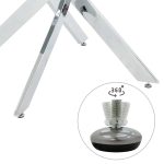 Tavolina e ngrënies Greta  në ngjyrë kromi me xham tymi 8mm tempered D100x75cm - Image 5