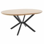 Tavolina e ngrënies Lydia  MDF e zgjeruar në ngjyrë të zezë të arrës 120-160x120x79cm - Image 2