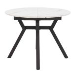 Tryezë e zgjeruar Frances  MDF në ngjyrë të bardhë mermer-të zezë 100-140x100x75cm - Image 4