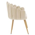 Armchair Briella  metal natyrore këmbë-kadife në ngjyrë ecru - Image 3