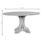 Premtim  tryezë druri të ngurta mango bardhë antike D150x77cm - Image 5