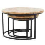 Tavolinat e kafesë Tetor Pakoworld set i 3 mango druri të ngurta 3εκ arrë e zezë - Image 2