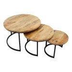 Tavolinat e kafesë Tetor Pakoworld set i 3 mango druri të ngurta 3εκ arrë e zezë - Image 3