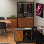 Raft librash Oscar, me dyer nga xhami, ngjyrë arrë-antracit 120x40x200cm - Image 2