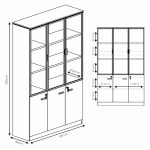 Raft librash Oscar, me dyer nga xhami, ngjyrë arrë-antracit 120x40x200cm - Image 5