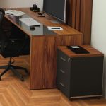 Komodinë me rrota Oscar, 3 sirtarë, arre-antracit 40x48x63cm - Image 2