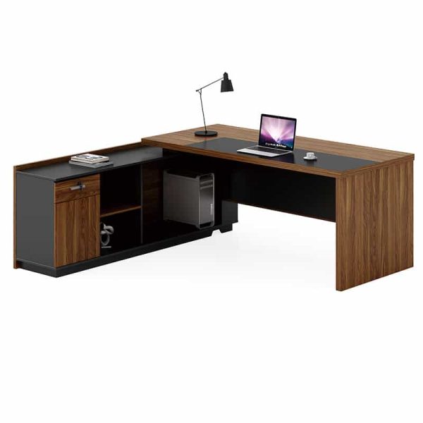 Tavolinë zyre Oscar, kënd i majtë, ngjyrë arrë-antracit 200x180x76cm