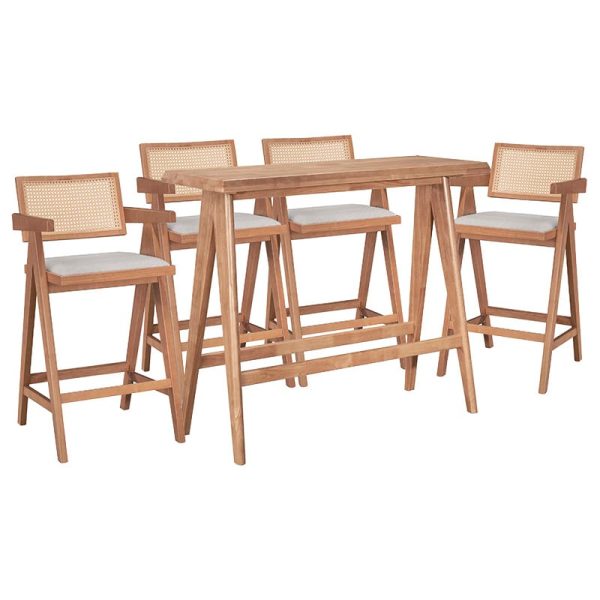 Set ngrënieje Winslow Ι  set 5pieces rubberwood light walnut 120x45x100cm