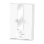 Garderobë me tre dyer Dillion melamine e bardhë 120x52x190cm