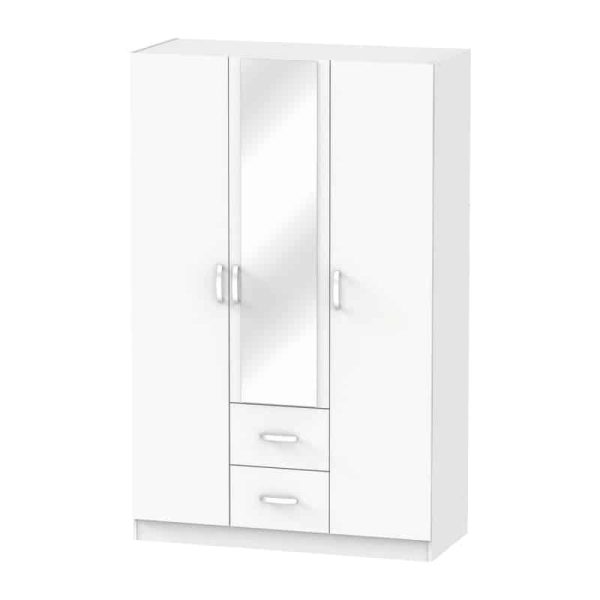 Garderobë me tre dyer Dillion melamine e bardhë 120x52x190cm