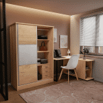 Gardërobë me 2 dyer rrëshqitëse Chase  në ngjyrë natyrore 152.5x56.5x185cm - Image 3