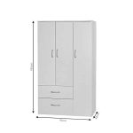 Gardërobë Zelia  me 2 dyer dhe sirtarë me ngjyrë të bardhë 90x42x180cm - Image 4