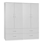 Zelia Një dollap me katër gjethe  me 4 sirtarë me ngjyrë të bardhë 158x42x180cm