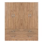 Gardërobë me katër gjethe Zelia B  me 4 sirtarë ngjyrë natyrale 158x42x180cm - Image 2