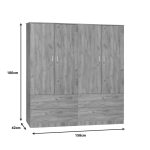 Gardërobë me katër gjethe Zelia B  me 4 sirtarë ngjyrë natyrale 158x42x180cm - Image 3