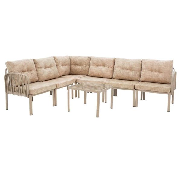 Set lounge 3pcs Intricate  PP cappucino ngjyra -beige jastëk antik