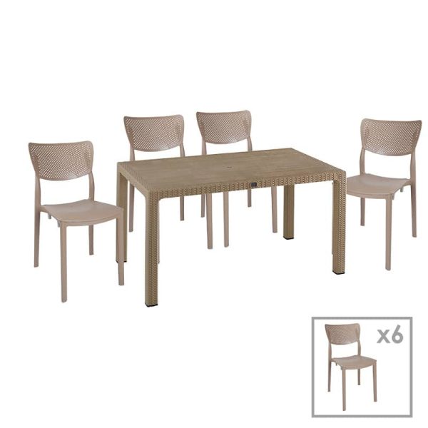 Set ngrënieje Explore-Ignite set 7pieces PP cappuccino150x90x73.5cm