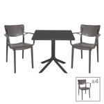 Komplet ngrënieje Groovy-Frontline set  5 copë PP gri e errët 80x80x74,5cm