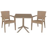 Set ngrënieje Groovy-Halcyon  set 3pieces PP cappuccino 80x80x74,5cm