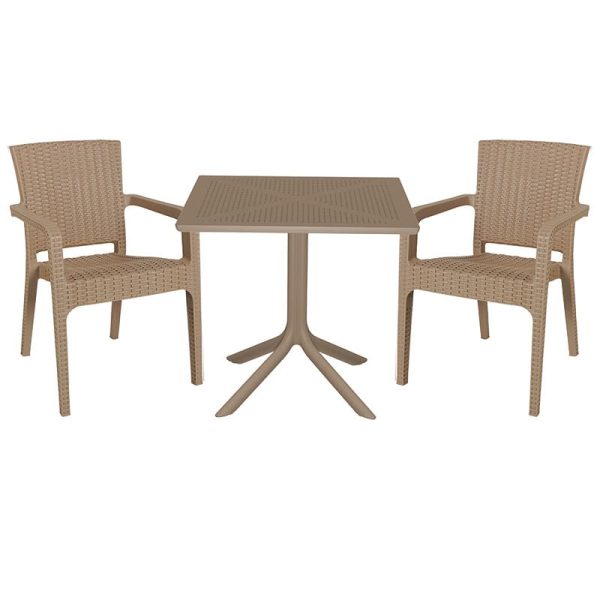 Set ngrënieje Groovy-Halcyon  set 3pieces PP cappuccino 80x80x74,5cm