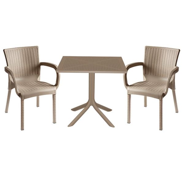 Set ngrënieje Groovy-Festive set  3 copë PP kapuçino 80x80x74,5cm