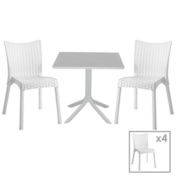 Set ngrënieje Groovy-Confident  set 5pieces PP bardhë 80x80x74,5cm