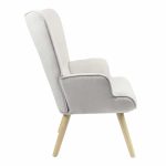 Karrige Fluffy, stof gri i lehtë me këmbë natyrale 75x69x96cm - Image 4