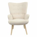 Karrige Fluffy, stof bezhë me këmbë natyrale 75x69x96cm - Image 3