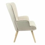 Karrige Fluffy, stof bezhë me këmbë natyrale 75x69x96cm - Image 4