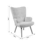 Karrige Fluffy, me stof kadife ngjyrë bezhë, me këmbë natyrale, 75x69x96cm - Image 5