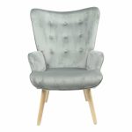 Karrige Fluffy, stof kadife gri me këmbë natyrale 75x69x96cm - Image 3