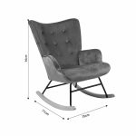 Fotele lëkundëse Georgia, stof kadife ngjyrë taupe-natyrale 75x71x95cm - Image 5