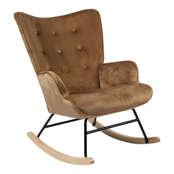 Fotele lëkundëse Georgia, stof kadife ngjyrë taupe-natyrale 75x71x95cm