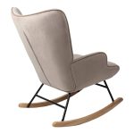 Karrige lëkundëse Georgia, stof kadife me ngjyrë bezhë natyrale, 75x71x95cm - Image 2