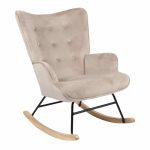 Karrige lëkundëse Georgia, stof kadife me ngjyrë bezhë natyrale, 75x71x95cm