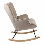 Karrige lëkundëse Georgia, stof kadife me ngjyrë bezhë natyrale, 75x71x95cm - Image 4