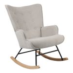 Karrige lëkundëse Georgia, me stof ngjyrë gri e lehtë, 75x71x95cm