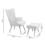 Karrige me tabure Vivienne, me stof ngjyrë bezhë dhe këmbë natyrale, 75x69x96cm - Image 4