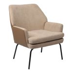 Fotele Kieran, stof ngjyrë kafe me këmbë të zeza, 67x89x86cm