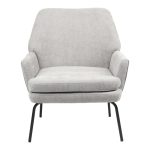 Karrige Kieran, stof me ngjyrë gri, me këmbë të zeza, 67x89x86cm - Image 3