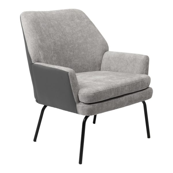 Karrige Kieran, stof me ngjyrë gri, me këmbë të zeza, 67x89x86cm