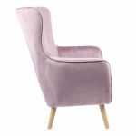 Karrige Insicive, stof kadife ngjyrë molle me këmbë natyrale 72x89x105cm - Image 4