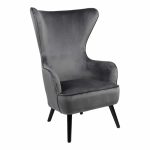 Armchair Byfon  anthracite kadife dhe këmba e drurit të gomës në hije të zezë 76x83x117cm