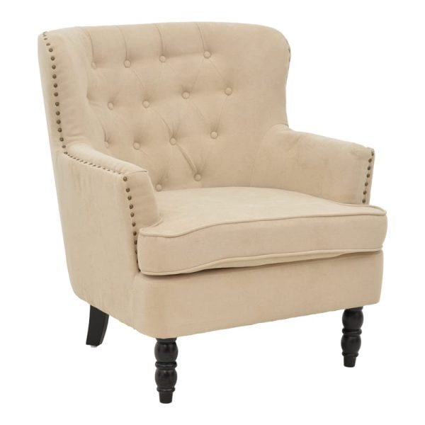 Αrmchair Keisi beige pëlhurë-gome këmbë në hije të zezë 81.5x84x92.5cm