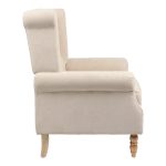 Armchair Piore  pëlhurë beige dhe këmbë natyrore prej druri gome 77x80x106cm - Image 3