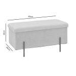 Tabure Ziwel, stof teddy ngjyrë e bardhë-ari 80x40x40cm - Image 7