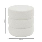 Tabure Kioto, stof teddy ngjyrë e bardhë D40x40cm - Image 2